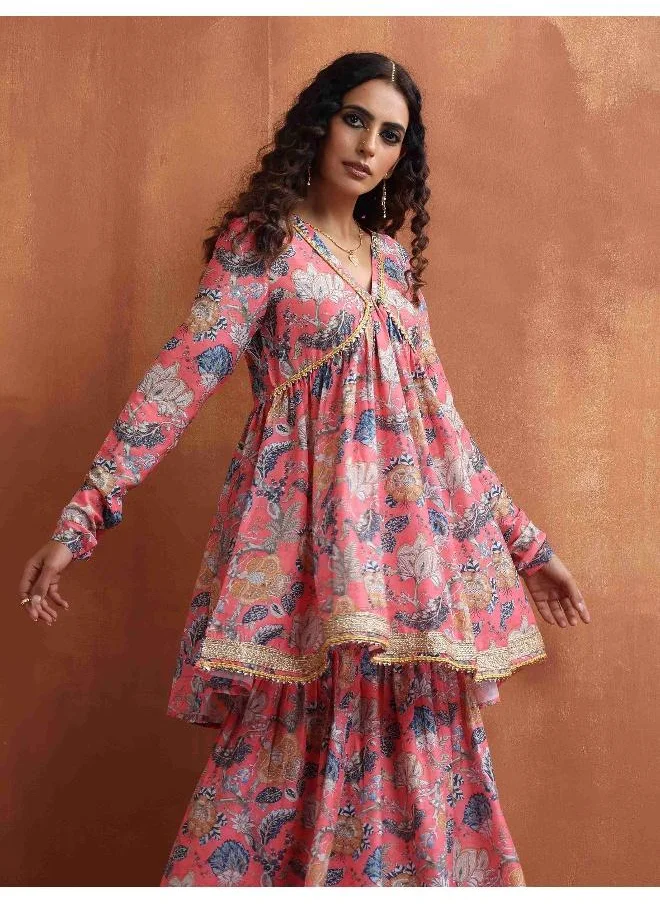 ترو برونز trueBrowns Orange Print Sharara Set