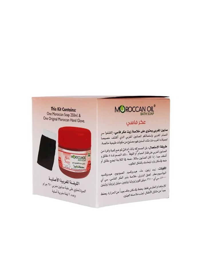 موروكان أويل الزيت المغربي – صابون حمام مغربي طبيعي مع العكر الفاسي – مغذي ومرطب لجميع أنواع البشرة – تنظيف عميق وفوائد مضادة للشيخوخة – 250 مل - Image 3