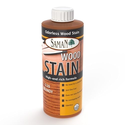 SamaN Interior Water Based Wood Stain - Natural Stain for Furniture, Moldings, Wood Paneling, Cabinets (Brandy TEW-110-12, 12 oz) - Image 1