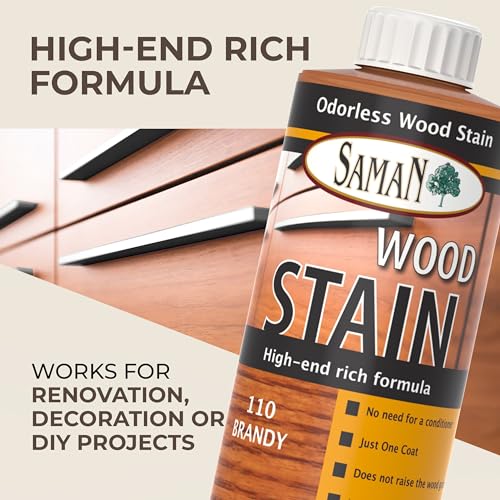 SamaN Interior Water Based Wood Stain - Natural Stain for Furniture, Moldings, Wood Paneling, Cabinets (Brandy TEW-110-12, 12 oz) - Image 2