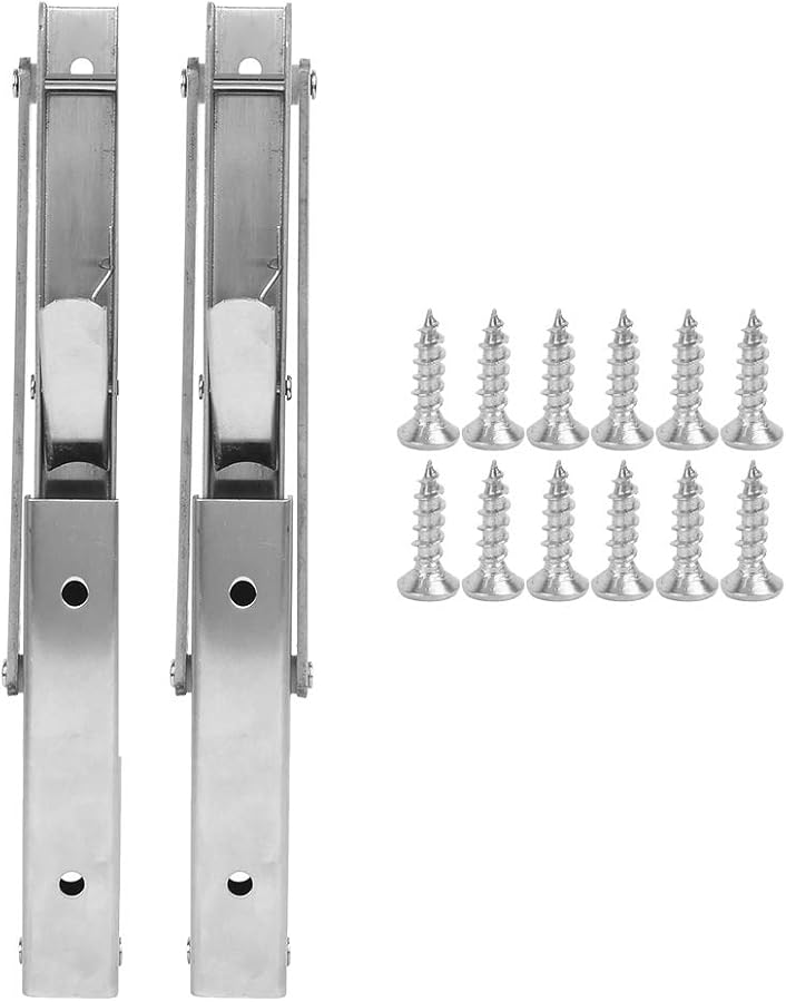 قطعتان من حاملات الرف القابلة للطي من الفولاذ المقاوم للصدأ - دعامة حائط متينة للنقل الثقيل مع زنبرك - Image 1