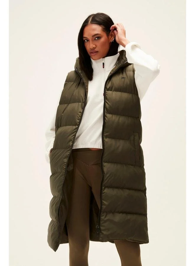 Bad Bear Wayfarer Vest Khaki Green Women's Puffer Vest.