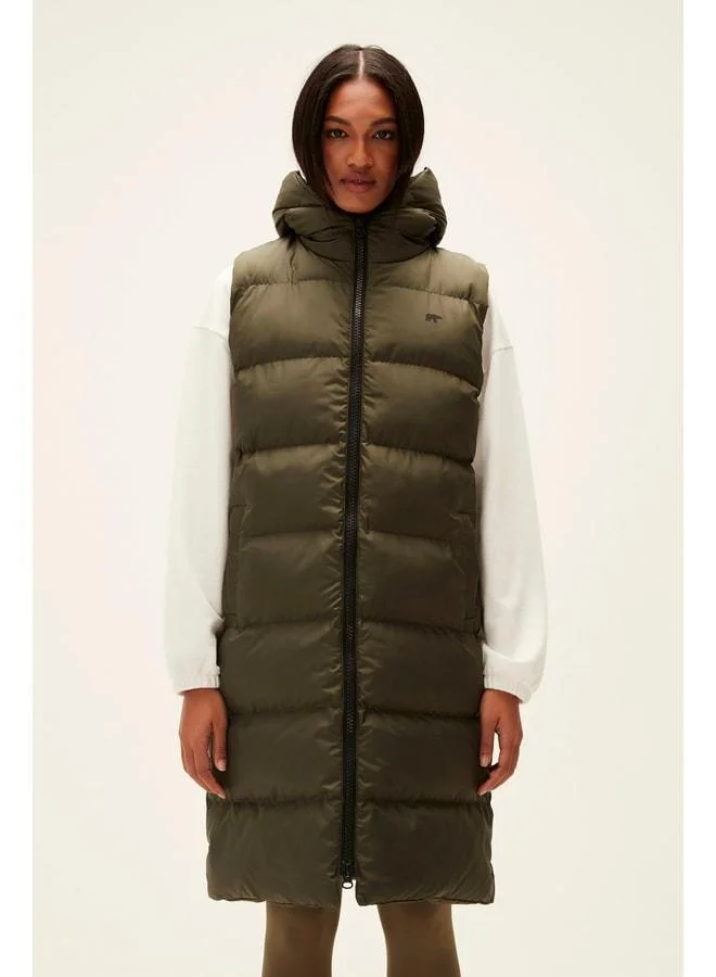 Bad Bear Wayfarer Vest Khaki Green Women's Puffer Vest.
