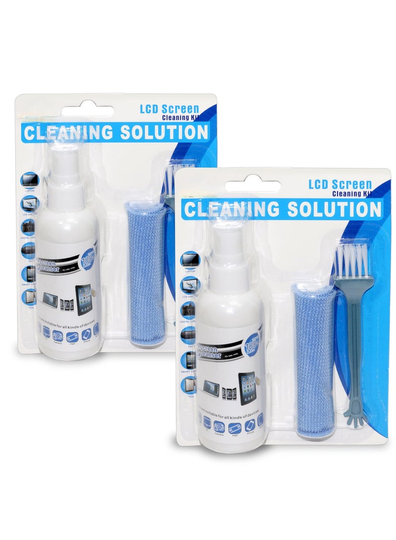 Laptop Screen Cleaning Kit , 2 Pack Spray and Cloth Set for LCD TFT LED Plasma OLED Monitors and Devices - Image 1