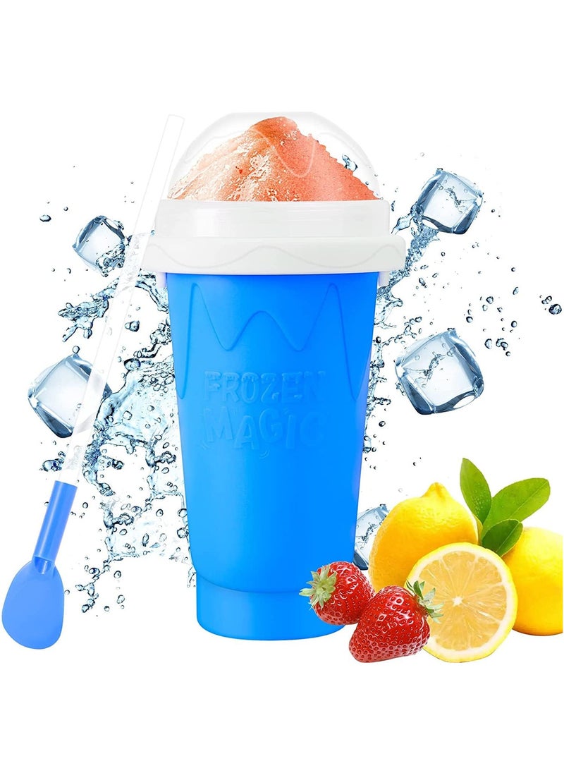 AUTOYSUR Slushy Maker  Cup, Slushie Maker  Cup, Double Layers Slushie Cup, DIY Homemade Squeeze Icy Cup, Fasting Cooling Make And Serve Slushy Cup For Milk Shake, Smoothies, Slushies (Blue-400ml)  - Image 1