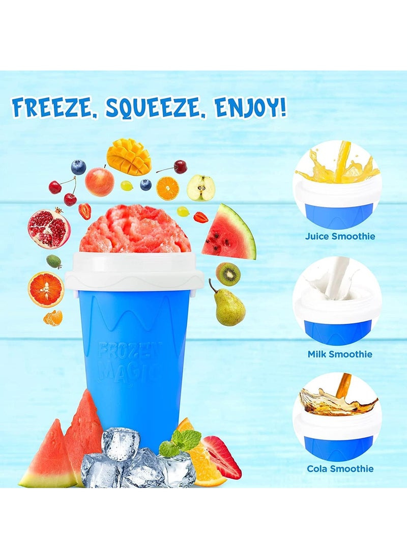AUTOYSUR Slushy Maker  Cup, Slushie Maker  Cup, Double Layers Slushie Cup, DIY Homemade Squeeze Icy Cup, Fasting Cooling Make And Serve Slushy Cup For Milk Shake, Smoothies, Slushies (Blue-400ml)  - Image 3
