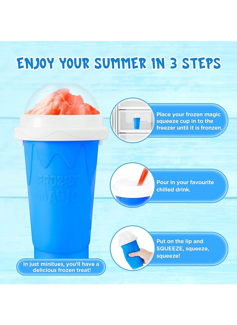 AUTOYSUR Slushy Maker  Cup, Slushie Maker  Cup, Double Layers Slushie Cup, DIY Homemade Squeeze Icy Cup, Fasting Cooling Make And Serve Slushy Cup For Milk Shake, Smoothies, Slushies (Blue-400ml)  - Image 4