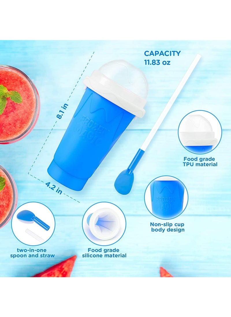 AUTOYSUR Slushy Maker  Cup, Slushie Maker  Cup, Double Layers Slushie Cup, DIY Homemade Squeeze Icy Cup, Fasting Cooling Make And Serve Slushy Cup For Milk Shake, Smoothies, Slushies (Blue-400ml)  - Image 5