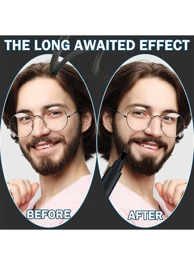 East Moon Beard Shaping Pen, Three-In-One Beard Filler Pen, Beard Powder And Beard Brush, Waterproof And Sweat-Proof Long-Lasting Coverage - Image 3