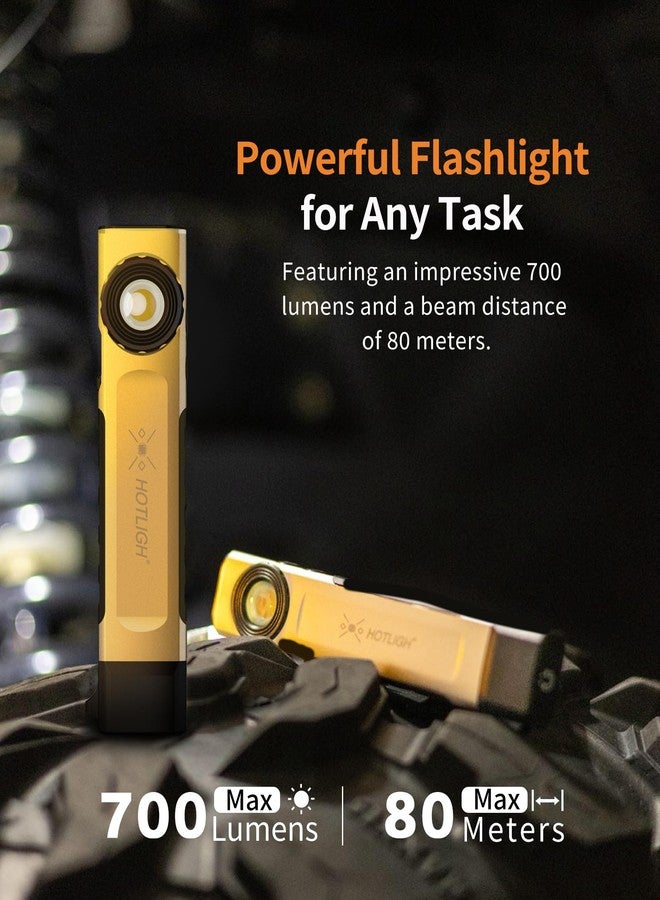 HOTLIGH مصباح يدوي قابل لإعادة الشحن بمنفذ USB-C من هوتليج - مصباح LED بثلاثة مصادر إضاءة مع مشبك، مصباح مسطح مغناطيسي لإصلاح السيارات/التخييم/الطوارئ - Image 2
