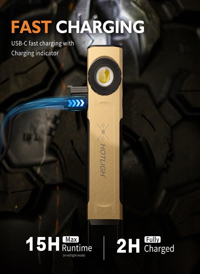 HOTLIGH مصباح يدوي قابل لإعادة الشحن بمنفذ USB-C من هوتليج - مصباح LED بثلاثة مصادر إضاءة مع مشبك، مصباح مسطح مغناطيسي لإصلاح السيارات/التخييم/الطوارئ - Image 5
