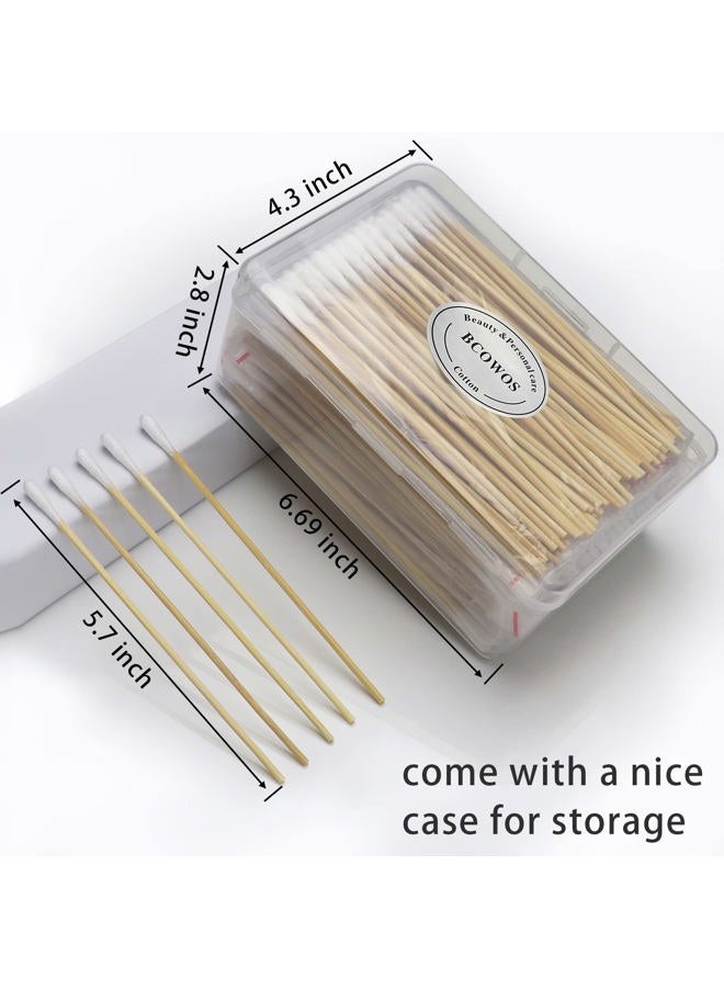 Bcowos 500 Count Bamboo Cotton Swabs - 6 Inch Bamboo Cotton Swabs - Biodegradable Tips Applicators for Cleaning, Makeup, Pets Care (In Storage Case) - Image 4