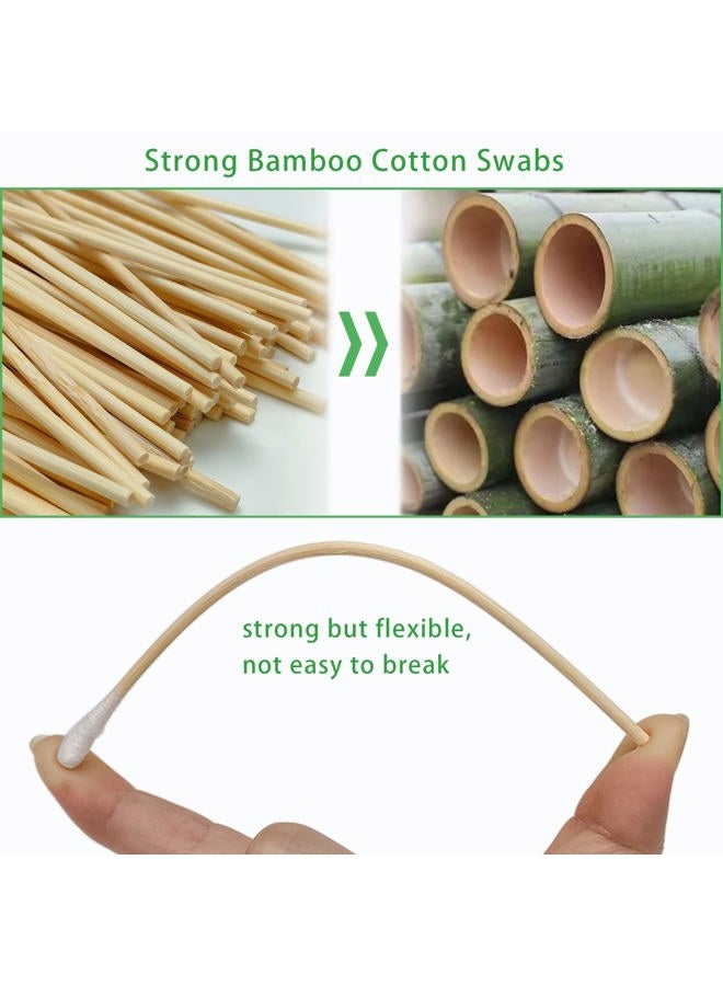 Bcowos 500 Count Bamboo Cotton Swabs - 6 Inch Bamboo Cotton Swabs - Biodegradable Tips Applicators for Cleaning, Makeup, Pets Care (In Storage Case) - Image 2