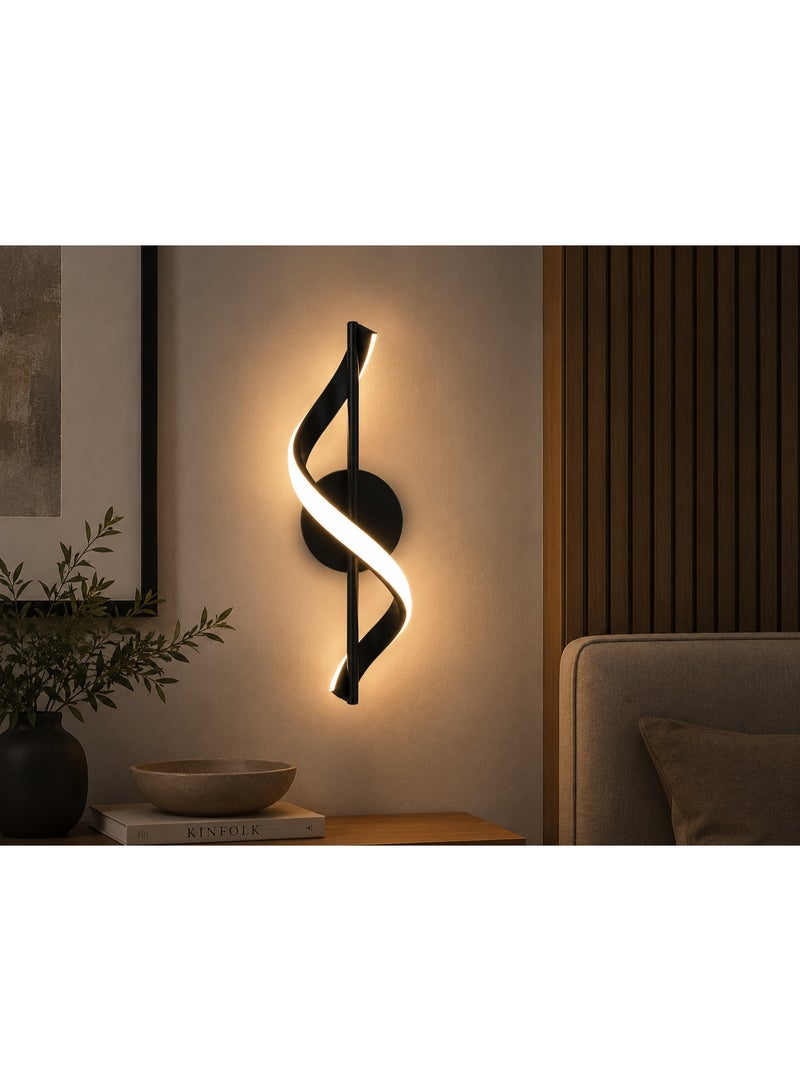 NAGAFA SHOP Modern Black LED Wall Lamp Decorative Indoor Wall Light Spiral Wall Lamp for Living Room, Bedroom & Hallway - Image 1