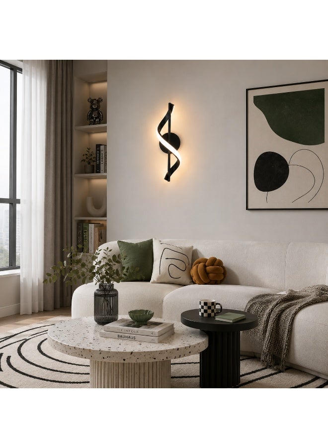 NAGAFA SHOP Modern Black LED Wall Lamp Decorative Indoor Wall Light Spiral Wall Lamp for Living Room, Bedroom & Hallway - Image 4