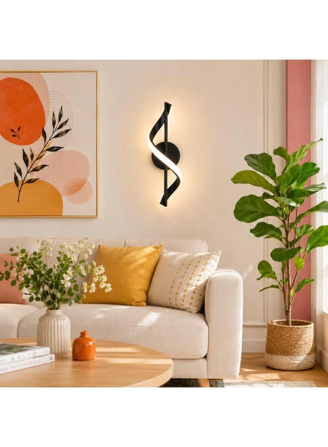 NAGAFA SHOP Modern Black LED Wall Lamp Decorative Indoor Wall Light Spiral Wall Lamp for Living Room, Bedroom & Hallway - Image 3