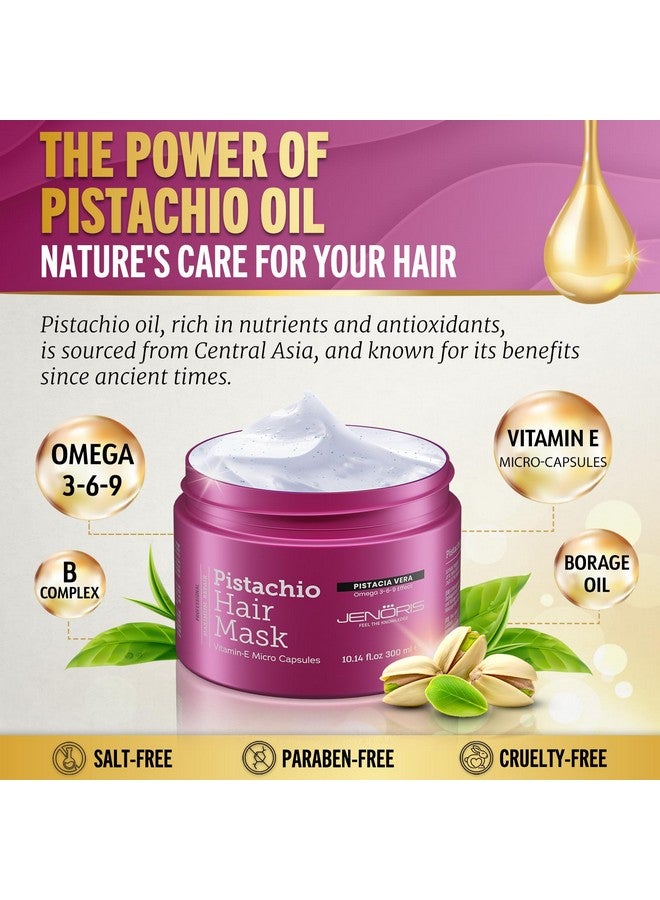 Jenoris Pistachio Hair Mask for Dry Damaged Hair - Deep Conditioning Hair Mask Treatment with Pistachio Oil & Vitamin E, For Color-Treated Hair, For Hair Repair, Paraben & Salt Free, 8.4 Fl Oz - Image 2