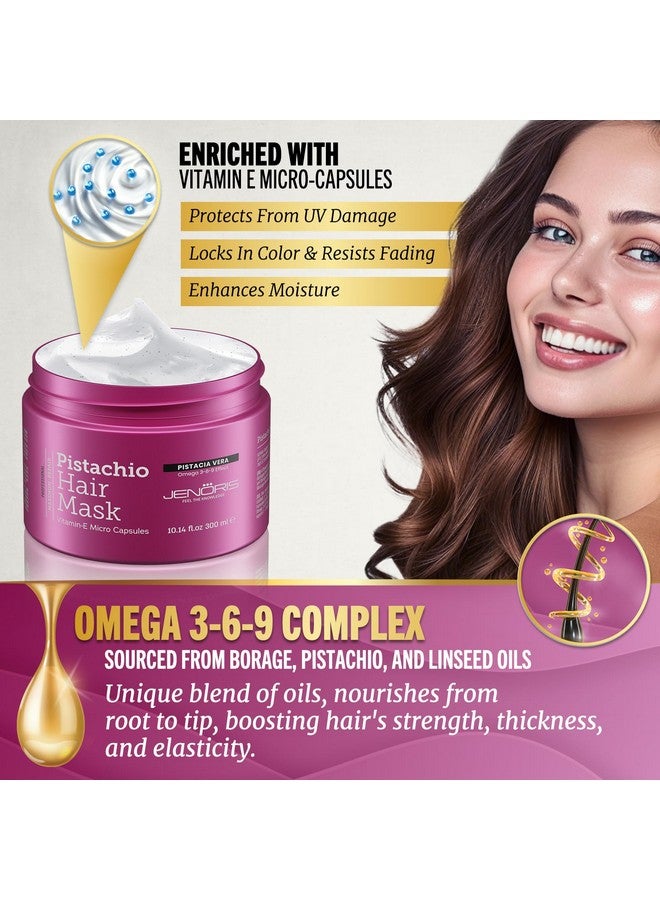 Jenoris Pistachio Hair Mask for Dry Damaged Hair - Deep Conditioning Hair Mask Treatment with Pistachio Oil & Vitamin E, For Color-Treated Hair, For Hair Repair, Paraben & Salt Free, 8.4 Fl Oz - Image 4