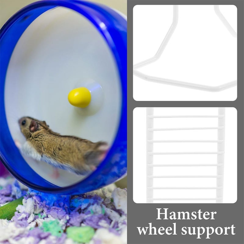 Alasum 2Pcs Hamster Wheel Iron Brackets Running Wheel Support Stand White Metal Holder for Small Animal Exercise Cage Accessories - Image 4