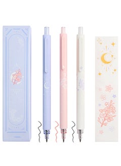 Y&D Retractable Refillable Gel Ink Pens 0.5mm Fine Point Sakura 3 Pieces 2 Black and 1 Pink  - Image 1