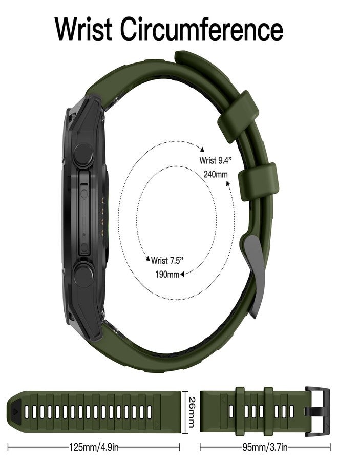 OVERSTEP أشرطة ساعة OVERSTEP المتوافقة مع Fenix 8 بحجم 51 مم، حزام سيليكون ناعم بحجم 26 مم لساعات Garmin Fenix 5X/Fenix 5X Plus/Fenix 6X/Fenix 6X Pro/Fenix 7X/Fenix 7X Pro (أخضر عسكري، أسود) - Image 4