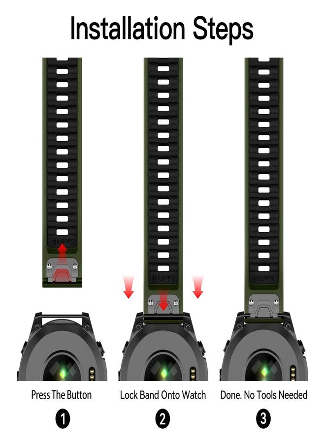 OVERSTEP أشرطة ساعة OVERSTEP المتوافقة مع Fenix 8 بحجم 51 مم، حزام سيليكون ناعم بحجم 26 مم لساعات Garmin Fenix 5X/Fenix 5X Plus/Fenix 6X/Fenix 6X Pro/Fenix 7X/Fenix 7X Pro (أخضر عسكري، أسود) - Image 5