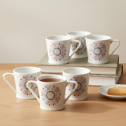 UPC U.P.C. Ceramic Tea Cups Set of 6| Microwave & Dishwasher Safe Cup Set of 6 for Tea & Coffee | Premium Coffee Mugs Set of 6 | Stylish Cups & Mugs for Home & Office with Bone-Ash Free-150ml. - Image 4