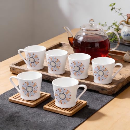 UPC U.P.C. Ceramic Tea Cups Set of 6| Microwave & Dishwasher Safe Cup Set of 6 for Tea & Coffee | Premium Coffee Mugs Set of 6 | Stylish Cups & Mugs for Home & Office with Bone-Ash Free-150ml. - Image 1