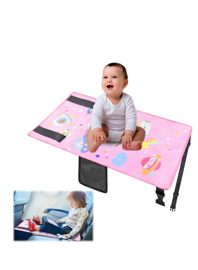 Toddler Airplane Bed, Kids Airplane Seat Extender Travel Bed, Airplane Seat Extender for Kids, Kids Airplane Travel Essentials, Baby Portable Plane Bed Foot Rest for Flights (Pink) - Image 1