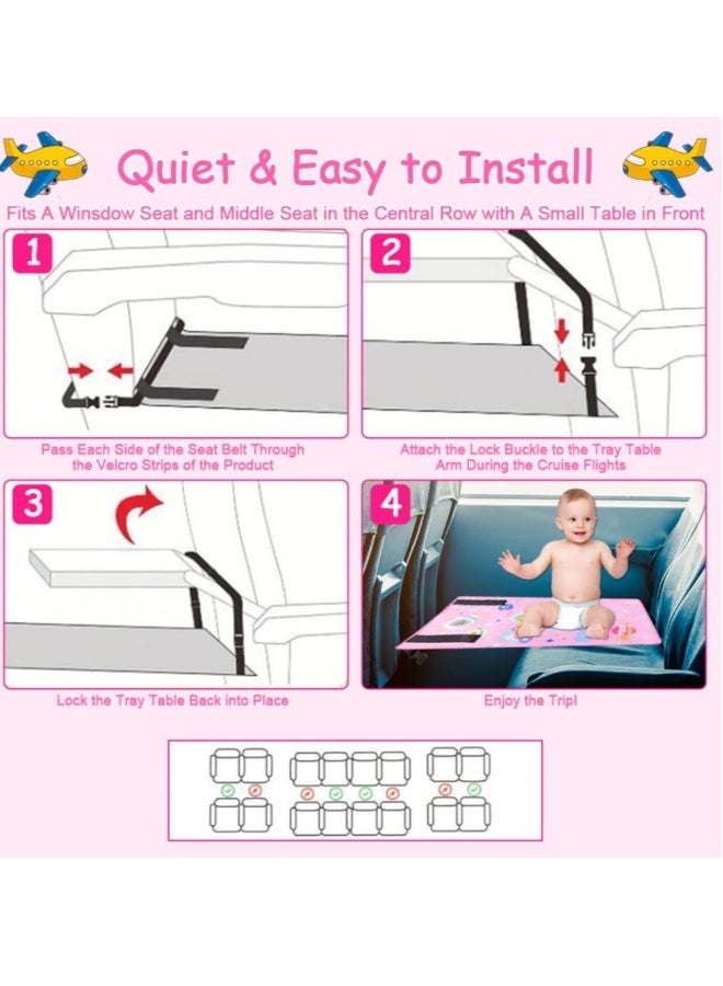 Toddler Airplane Bed, Kids Airplane Seat Extender Travel Bed, Airplane Seat Extender for Kids, Kids Airplane Travel Essentials, Baby Portable Plane Bed Foot Rest for Flights (Pink) - Image 5