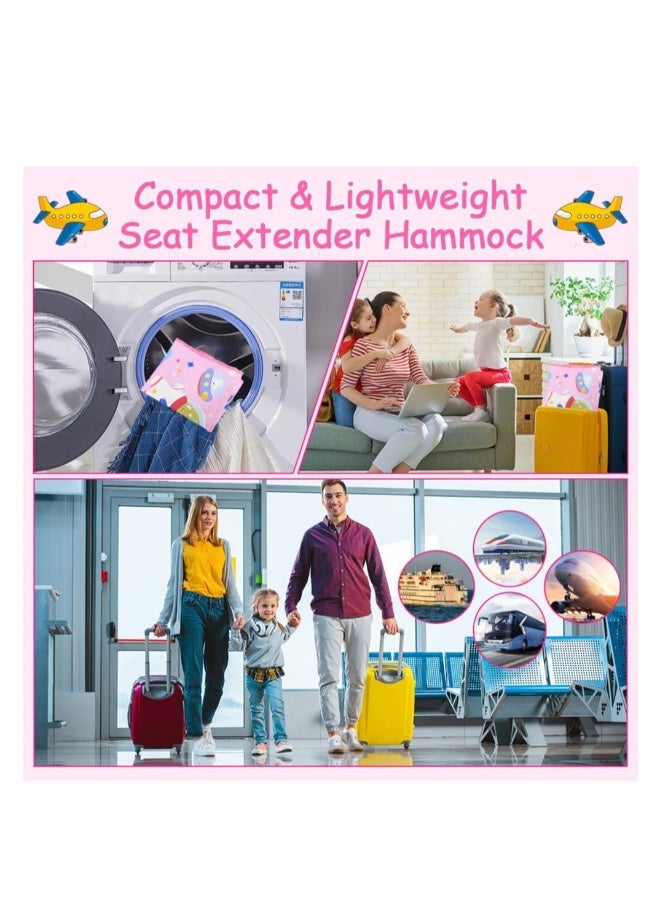 Toddler Airplane Bed, Kids Airplane Seat Extender Travel Bed, Airplane Seat Extender for Kids, Kids Airplane Travel Essentials, Baby Portable Plane Bed Foot Rest for Flights (Pink) - Image 2