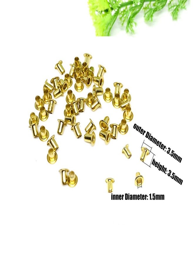 VASANA 100Pcs 1.5mm Round Copper Mini Eyelets Tiny Grommets Hole Self Backing Eyelet Craft Supply for BJD Clothes Shoes DIY Making (Gold) - Image 2