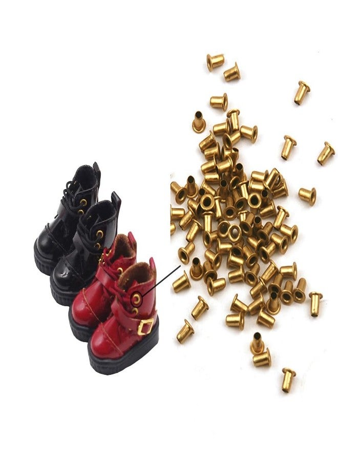 VASANA 100Pcs 1.5mm Round Copper Mini Eyelets Tiny Grommets Hole Self Backing Eyelet Craft Supply for BJD Clothes Shoes DIY Making (Gold) - Image 4