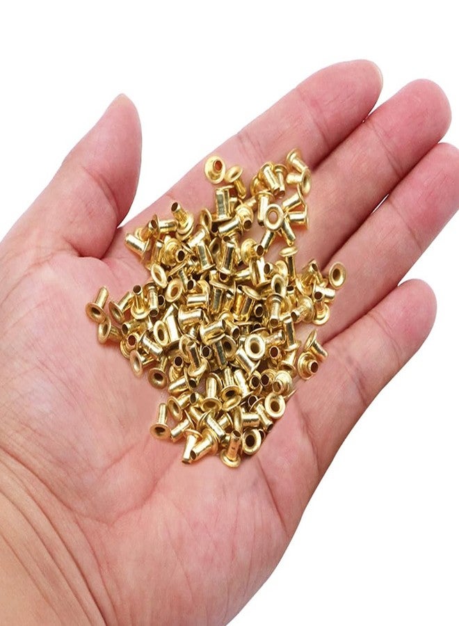 VASANA 100Pcs 1.5mm Round Copper Mini Eyelets Tiny Grommets Hole Self Backing Eyelet Craft Supply for BJD Clothes Shoes DIY Making (Gold) - Image 3
