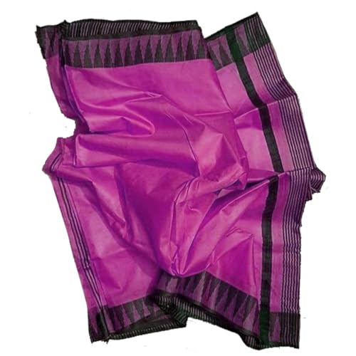 SheenKraft Women's Kota Silk Temple Border Bhagalpuri Handloom Saree With Striped Blouse Piece_Free Size_Color Variation 11629-11646 (Fuchsia_P-Black) - Image 4