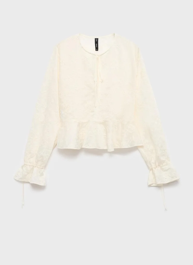 MANGO Embroidered lyocell blouse