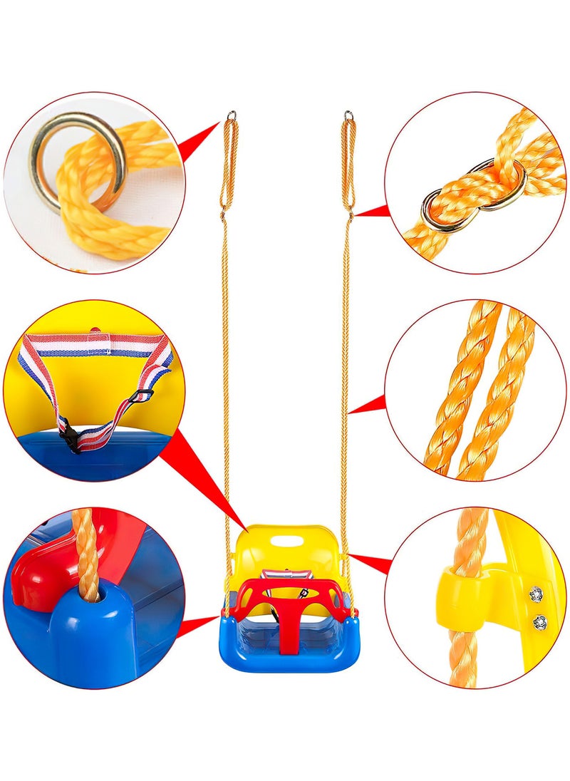 Funz - Funz 3-in-1 Toddler Swing Set with Frame Indoor & Outdoor Baby Swing with Foldable Metal Stand Kids Swing Set for Backyard, Easy to Assemble & Store, Blue - Image 1