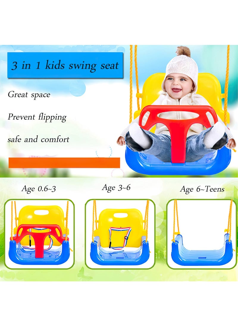 Funz - Funz 3-in-1 Toddler Swing Set with Frame Indoor & Outdoor Baby Swing with Foldable Metal Stand Kids Swing Set for Backyard, Easy to Assemble & Store, Blue - Image 1