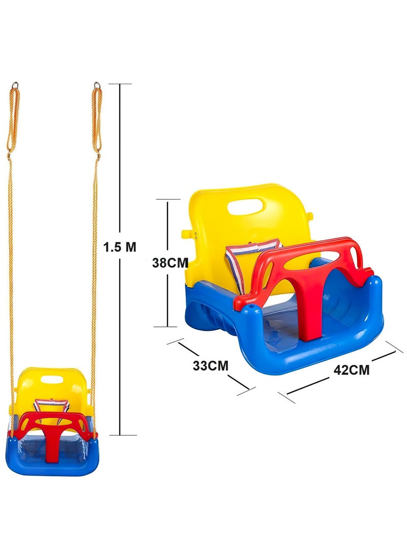 Funz - Funz 3-in-1 Toddler Swing Set with Frame Indoor & Outdoor Baby Swing with Foldable Metal Stand Kids Swing Set for Backyard, Easy to Assemble & Store, Blue - Image 1