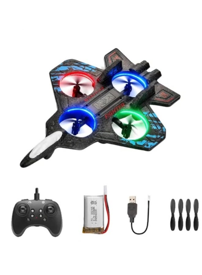 2.4GHz Remote Control Airplane – Foam Jet Fighter with LED Lights, 3 Speed Modes, 2 Batteries, 4 Extra Propellers for Kids & Beginner Pilots - Image 1