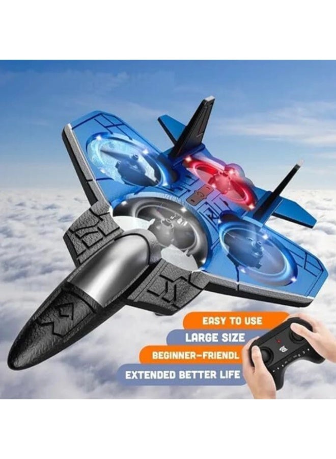 2.4GHz Remote Control Airplane – Foam Jet Fighter with LED Lights, 3 Speed Modes, 2 Batteries, 4 Extra Propellers for Kids & Beginner Pilots - Image 3