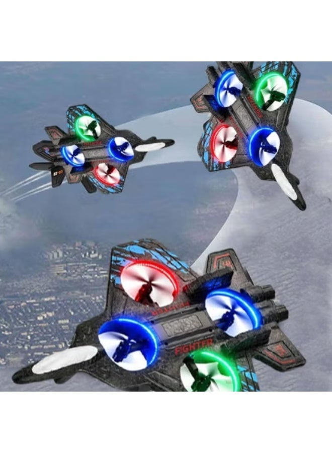 2.4GHz Remote Control Airplane – Foam Jet Fighter with LED Lights, 3 Speed Modes, 2 Batteries, 4 Extra Propellers for Kids & Beginner Pilots - Image 5