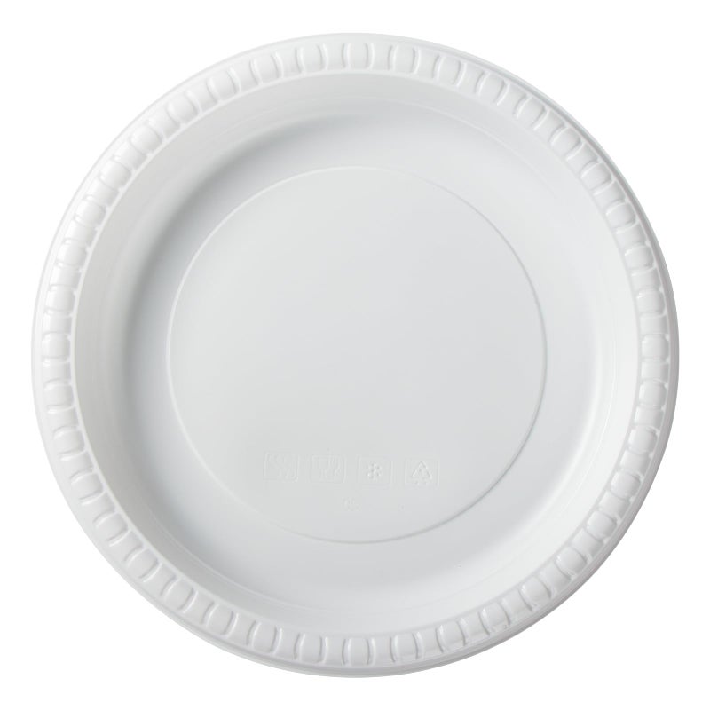 LEOBOX Plastic Plates Reusable 150 Pack Heavy Duty 9 Inch Disposable Dinner Plate Microwavable Plastic Trays Convenient for MFPP Events Tray