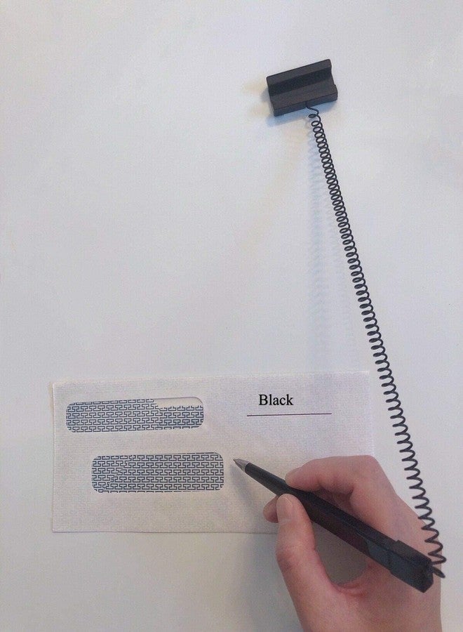 نوبو قلم NOBO 1 Counter Coil Corded Wedgy Pen ذو ظهر لاصق، مثالي للوحات الكتابة، رأس متوسط 1.0 مم، حبر أسود - Image 5