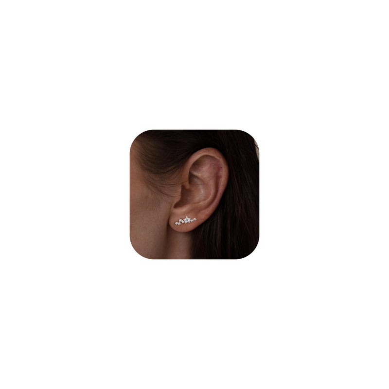 Robaice Gold Cartilage Climber Earrings for Women 14K Gold Plated Helix Stud Star Crawler Earrings CZ Tragus Conch Daith Piercing Jewelry Gift Ear Crawer - Image 1
