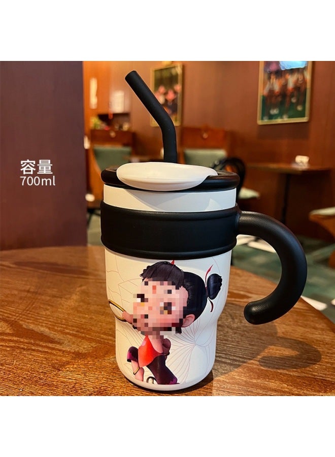 Cherry Boy Ice King Cup Insulated Cup For Girls, Office High-value Cute Giant Straw Cup, Car Holder
