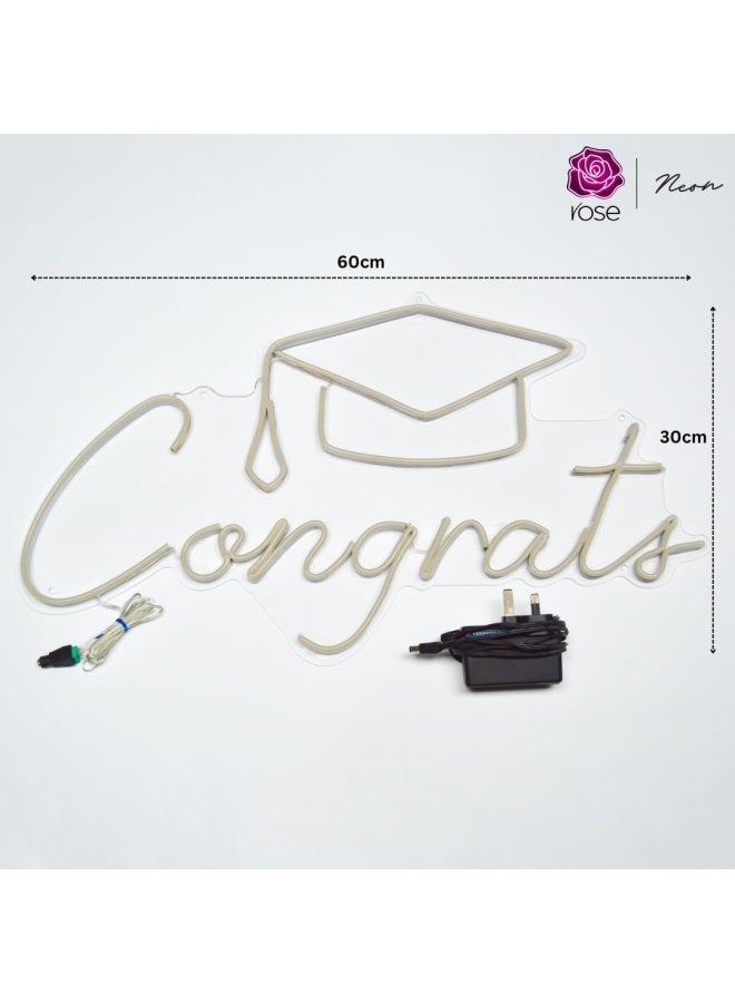 Rose Congrats Neon Lights Signs For Backdrop Graduation Party Wall Decor  - Image 2