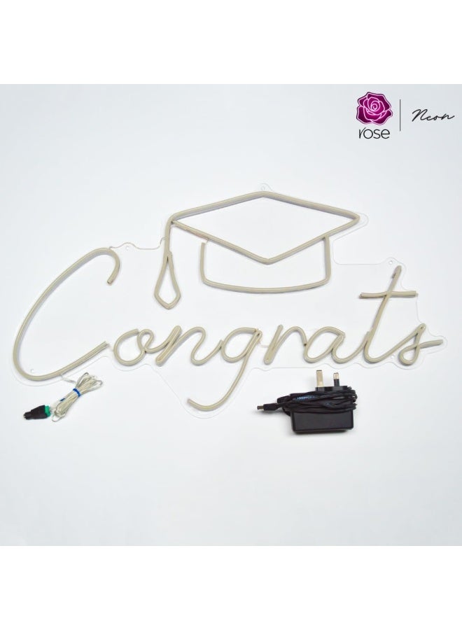 Rose Congrats Neon Lights Signs For Backdrop Graduation Party Wall Decor  - Image 4
