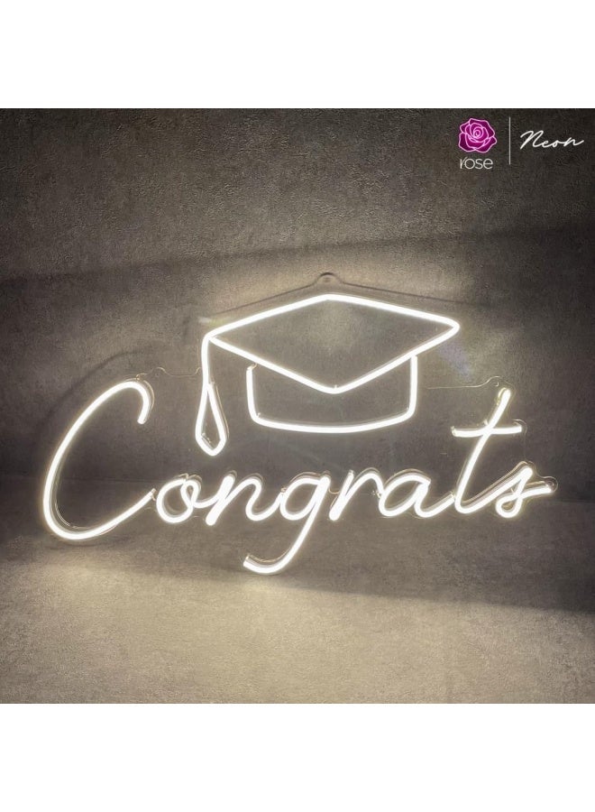 Rose Congrats Neon Lights Signs For Backdrop Graduation Party Wall Decor  - Image 3