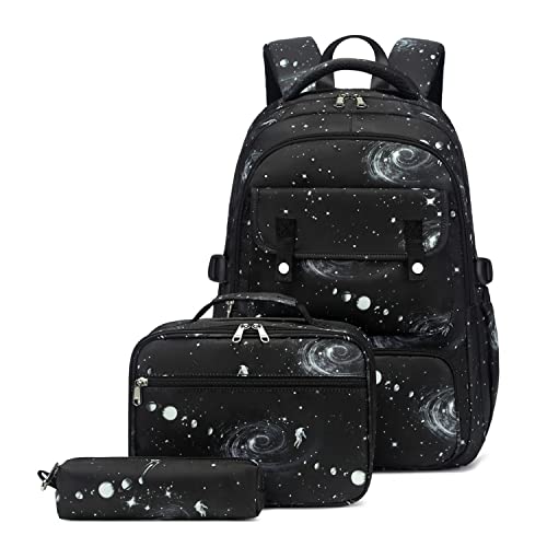 Bansusu 3Pcs Galaxy Boys Backpacks Set with Lunch Box, Capacity Middle School Bags Backpack Elementary Bookbags for Kids - Image 1